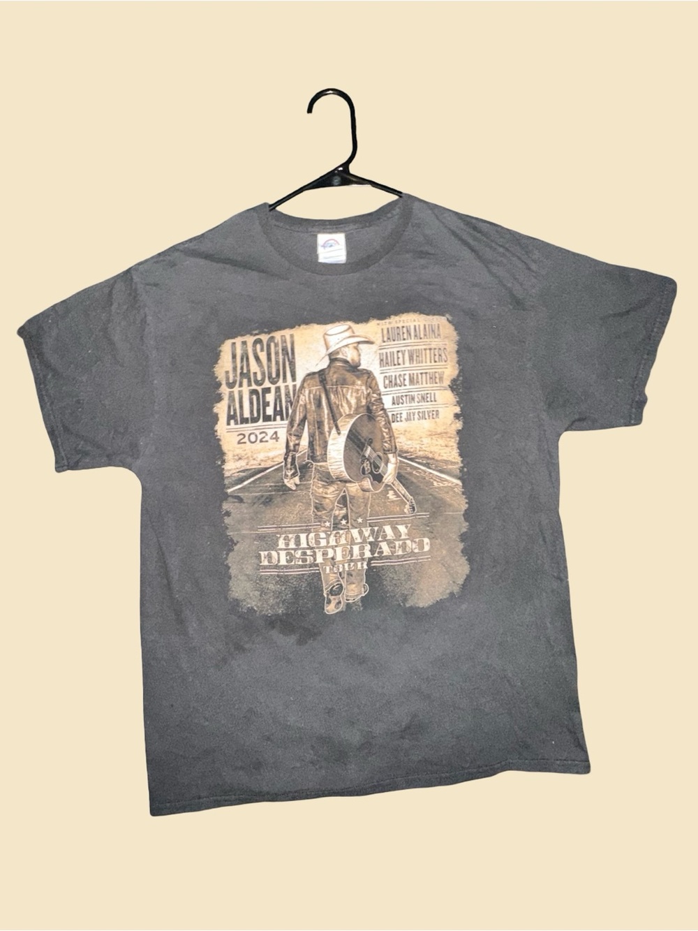 Jason Aldean 2024 Highway Desperado Tour Concert T-Shirt Large Country Music Ban